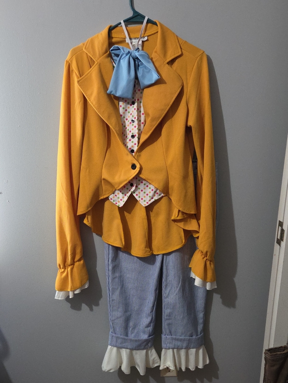 Costume- Mustard Yellow Ruffle Jacket with Blue Bow Accent